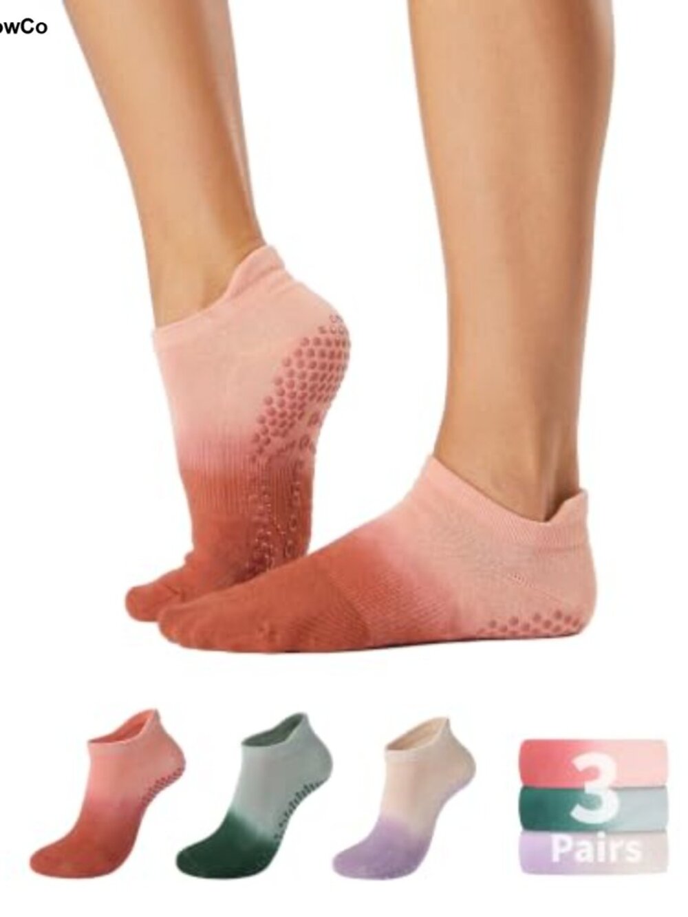 Women's Non-Slip Grip Socks for Pilates Yoga Barre Cotton